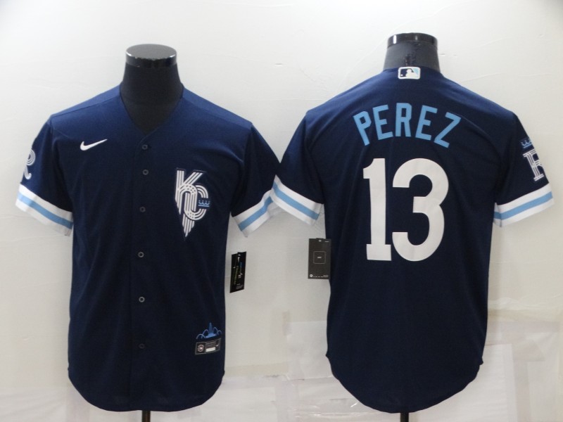 Men's Kansas City Royals Salvador Perez #13 Navy Baseball Jersey